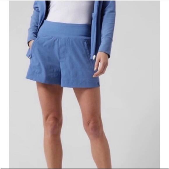Athleta Shorts Womens 14 Cottage Blue Trekkie North Pull On Ripstop Nylon Hiking - Picture 1 of 13